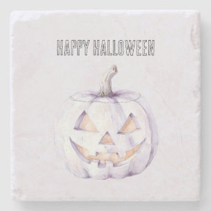 Lavender Halloween Pumpkin Stone Coaster