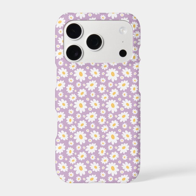 Lavender Hand Drawn Daisy Pattern Iphone Case (Back)