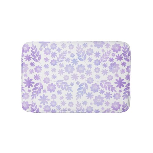 Lavender Hand Drawn Floral Pattern Bathroom Mat