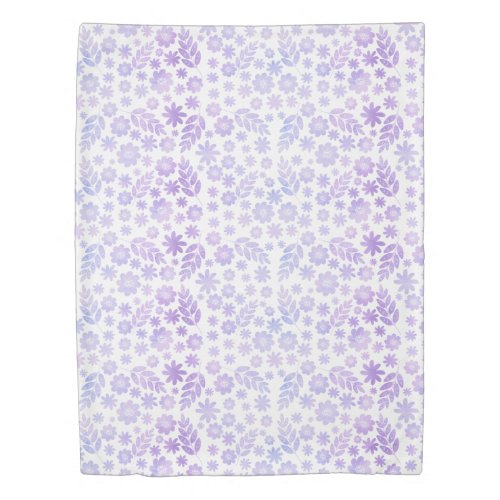 Lavender Hand Drawn Floral Pattern Duvet Cover
