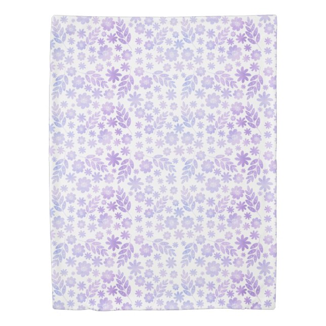 Lavender Hand Drawn Floral Pattern Duvet Cover (Front)