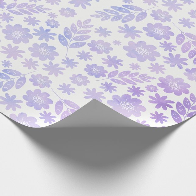 Lavender Hand Drawn Floral Pattern Wrapping Paper (Corner)