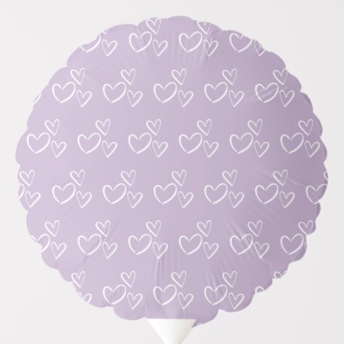 Lavender Handdrawn Hearts Baby Shower Balloon