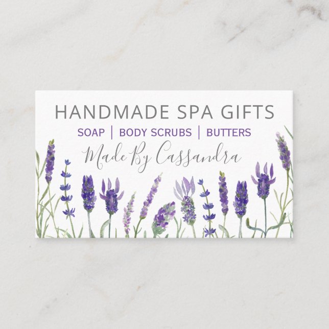 Lavender Handmade Natural Bath Beauty And Spa Business Card (Front)