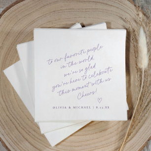 Lavender Handwritten Love Note Style Wedding Napkins