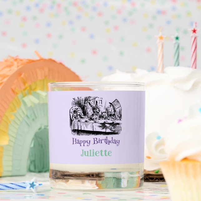 Lavender Happy Birthday Alice Wonderland Scented Candle (Birthday)