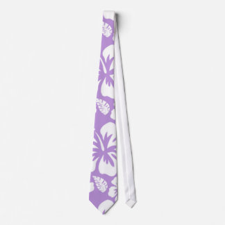Lavender Hawaiian Tropical Hibiscus Neck Tie