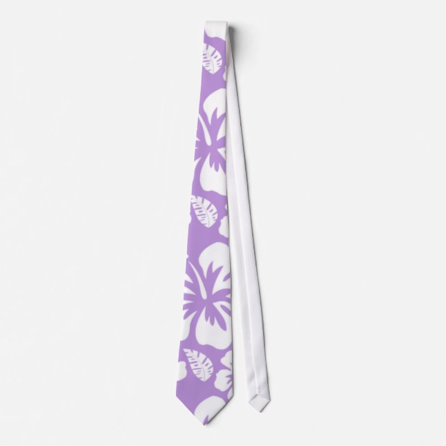 Lavender Hawaiian Tropical Hibiscus Neck Tie (Front)