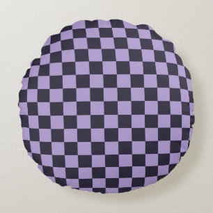 Lavender haze checkerboard pattern round pillow