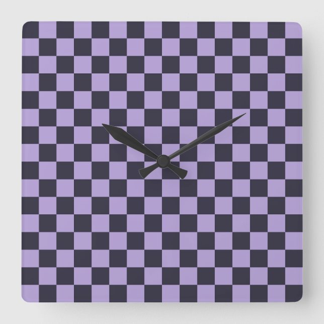 Lavender haze checkerboard pattern square wall clock (Front)