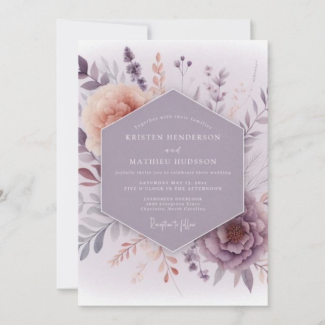 Lavender Hazy Meadow Wedding Invitation (Front)