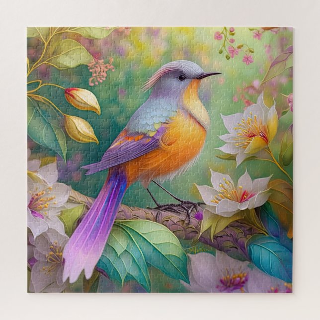 Lavender Headed Orange Breasted Fantasy Bird Jigsaw Puzzle (Vertical)