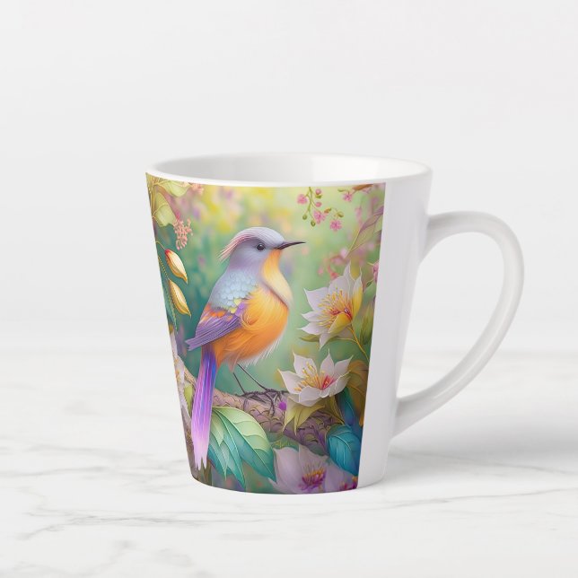 Lavender Headed Orange Breasted Fantasy Bird Latte Mug (Right)