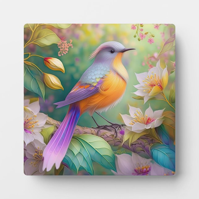 Lavender Headed Orange Breasted Fantasy Bird Plaque (Front)