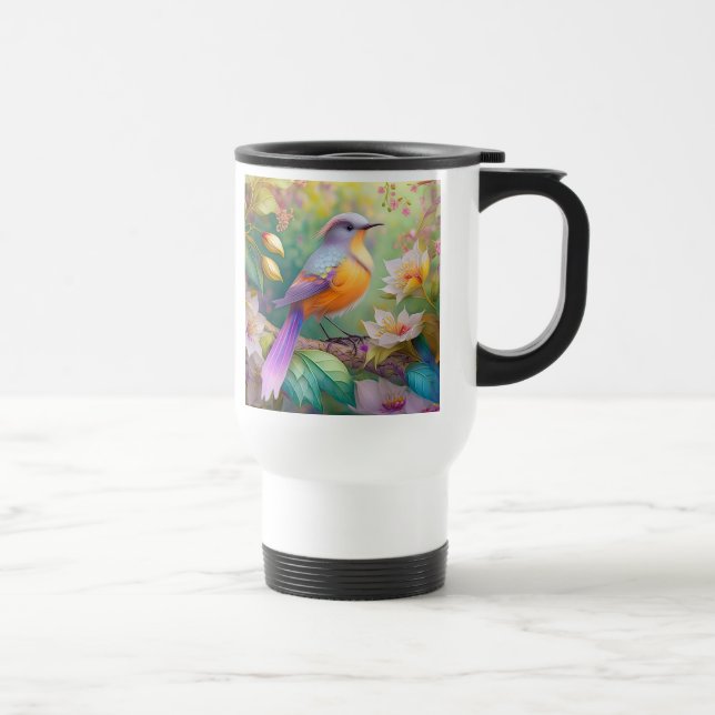 Lavender Headed Orange Breasted Fantasy Bird Travel Mug (Right)