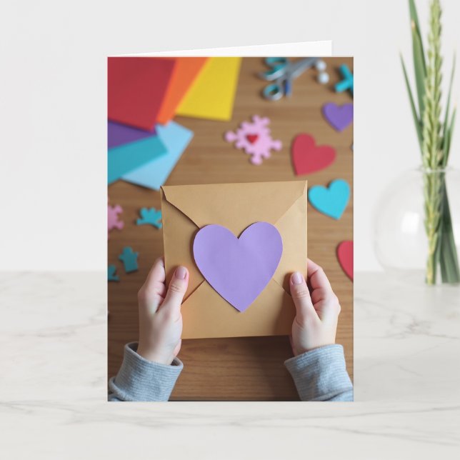 Lavender Heart Kraft Paper Card (Front)
