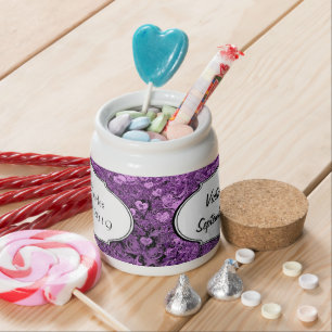 Lavender Heart Leaf Tree Wedding Candy Jar