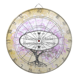 Lavender Heart Leaf Tree Wedding Dart Board