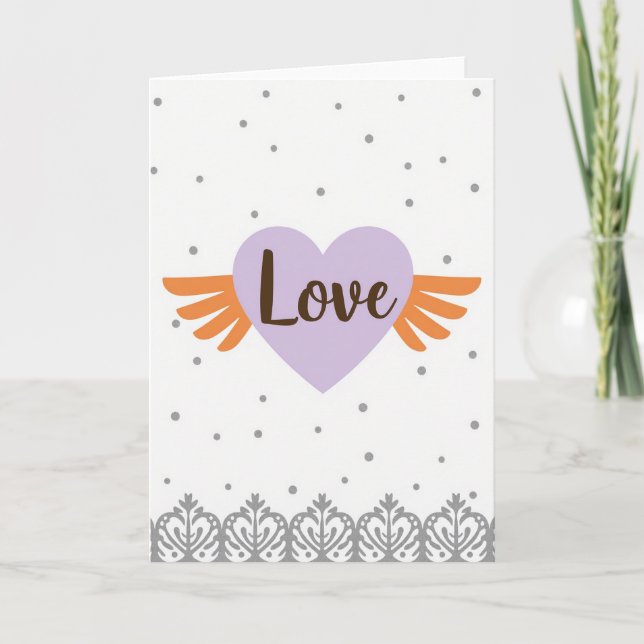 Lavender Heart Love Mothers Day Card (Front)