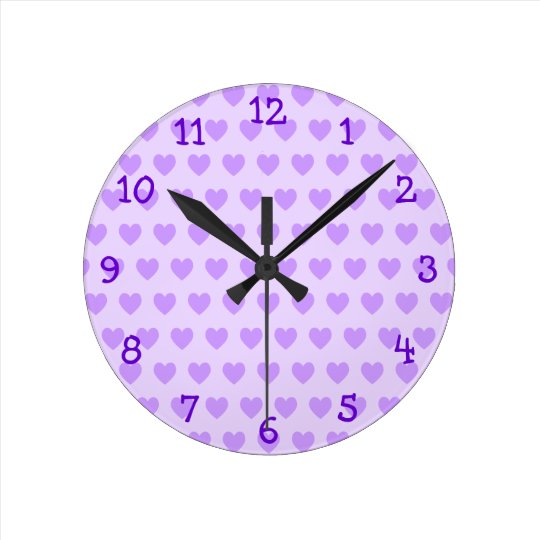 Lavender Heart Pattern Wall Clock | Zazzle.com