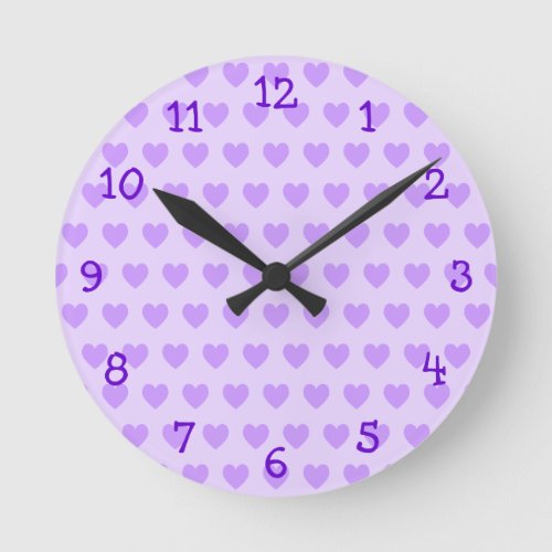 Lavender Heart Pattern Wall Clock