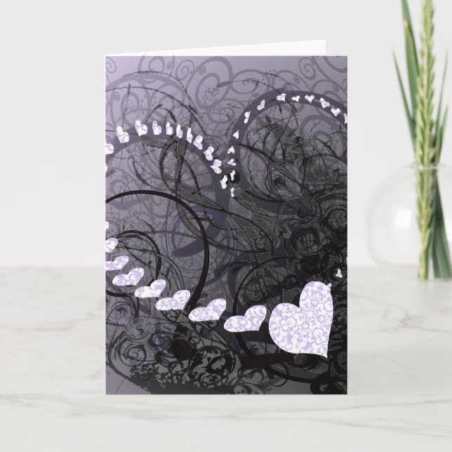 Lavender Heart Swirls Holiday Card (Front)
