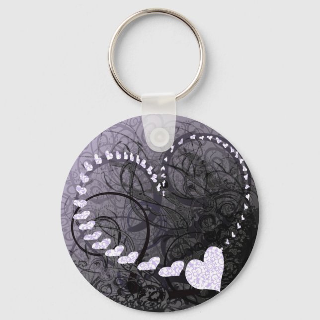 Lavender Heart Swirls Keychain (Front)