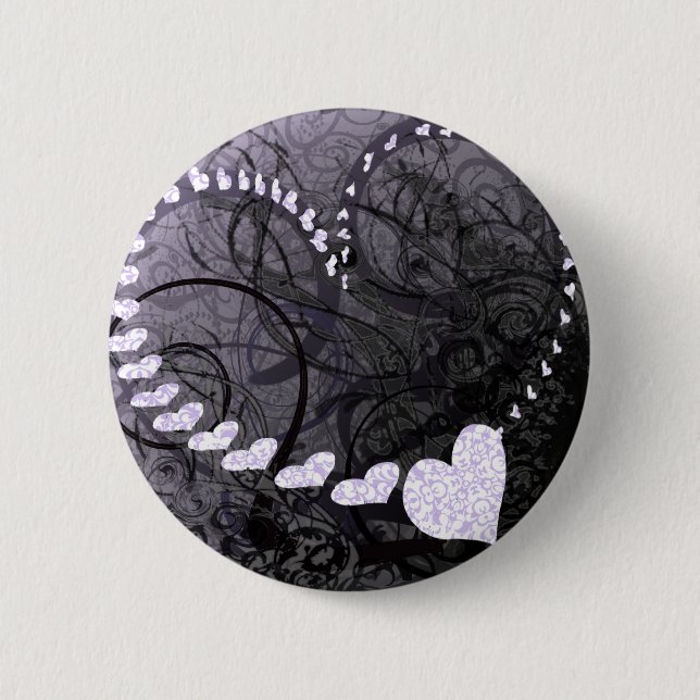 Lavender Heart Swirls Pinback Button (Front)
