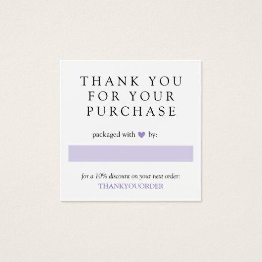 Lavender Heart Thank You For Order (Front)