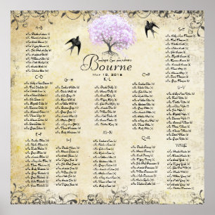 Lavender Heart Tree 100 to 150 guests alphabetical Poster