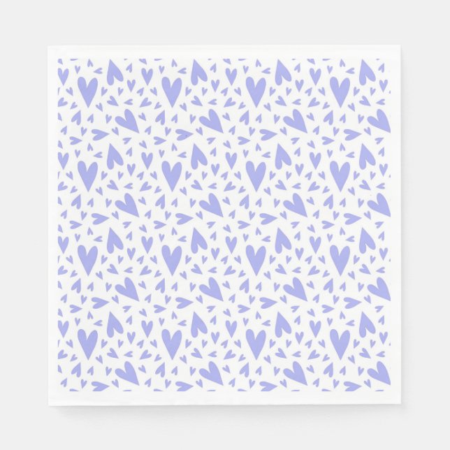 Lavender Hearts Pattern Paper Napkins (Front)