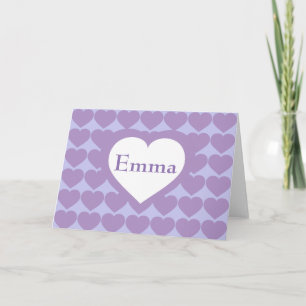 Lavender Hearts - Personalized Letterpress Thank You Card