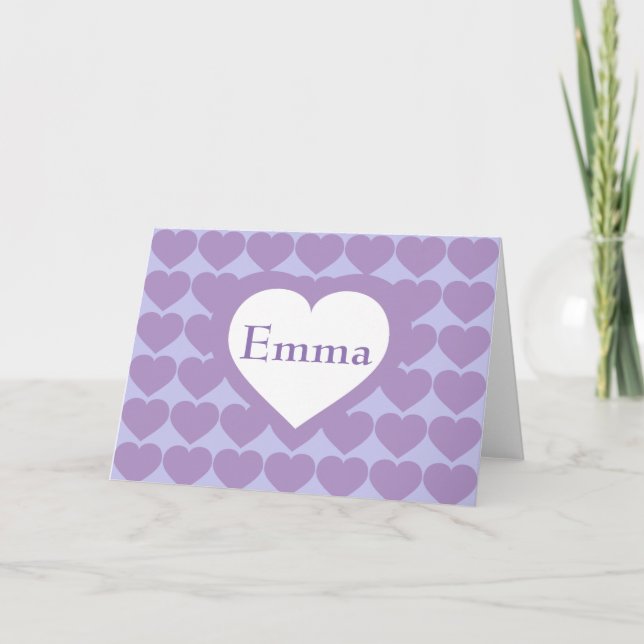 Lavender Hearts - Personalized Letterpress Thank You Card (Front)