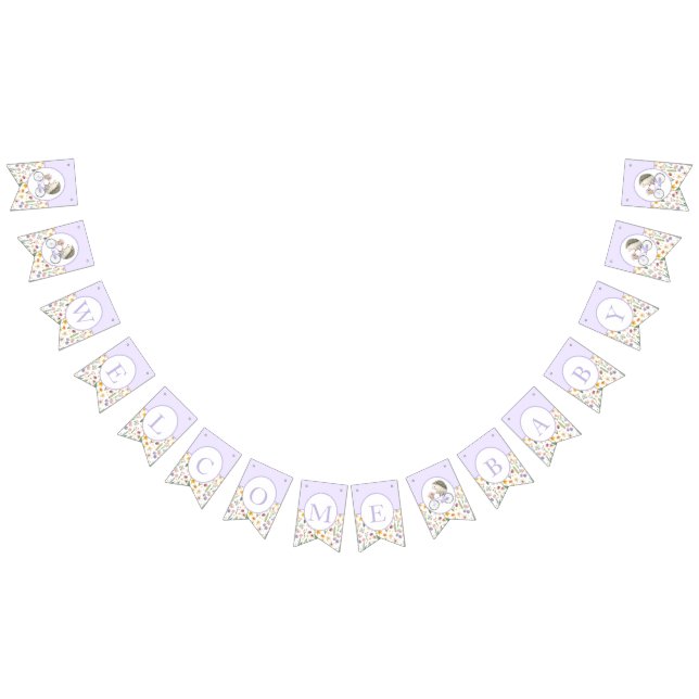 Lavender Hedgehog Baby Shower Bunting Flag  (All)