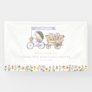 Lavender Hedgehog Baby Shower Welcome Banner