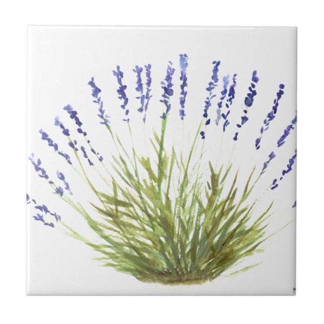 Lavender herb floral kitchen rustic watercolor ceramic tile (Front)