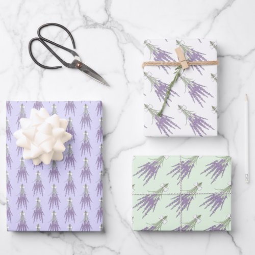 Lavender Herb Flower Bundle Patterns Wrapping Paper Sheets