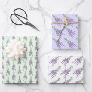 Lavender Herb Flower Bundle Patterns Wrapping Paper Sheets