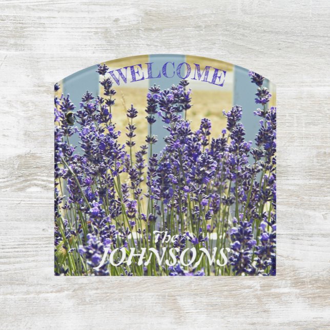 Lavender Herb Garden with Family Name Welcome Door Sign (In Situ)