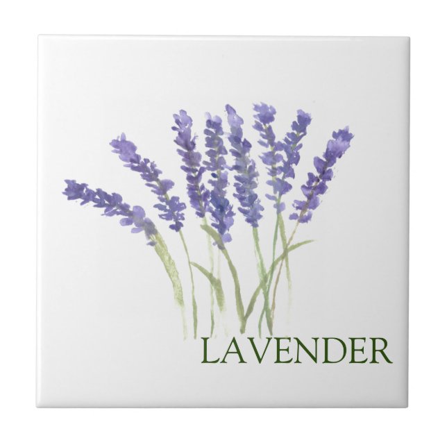Lavender Herb Greenery Kitchen Green Purple Cerami Ceramic Tile (Front)
