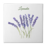 Lavender Herb Greenery Kitchen Green Purple Cerami Ceramic Tile<br><div class="desc">Lavender herb watercolor painting kitchen tile. Hand painted by myself. Lovely kitchen décor. Greenery,  rustic décor. Botanical herbs.</div>