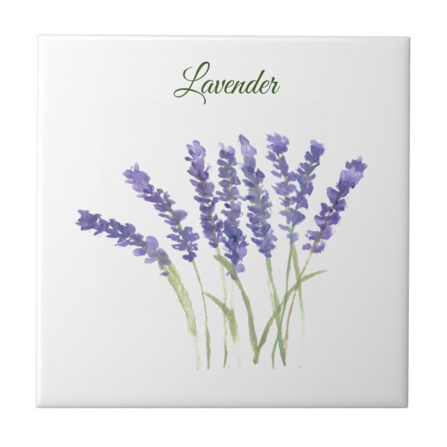 Lavender Herb Greenery Kitchen Green Purple Cerami Ceramic Tile (Front)