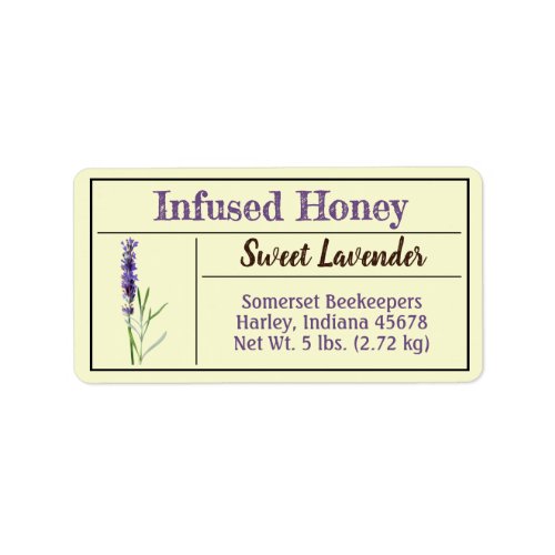 Lavender Herb Infused Honey Jar Label