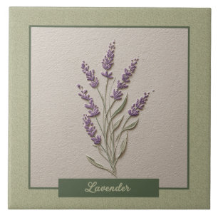 Lavender Herb Kitchen Purple Faux Relief Ceramic Tile