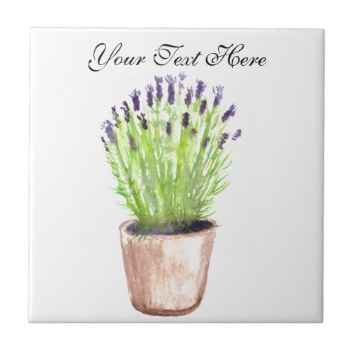 Lavender herb pot plant watercolor kitchen tile