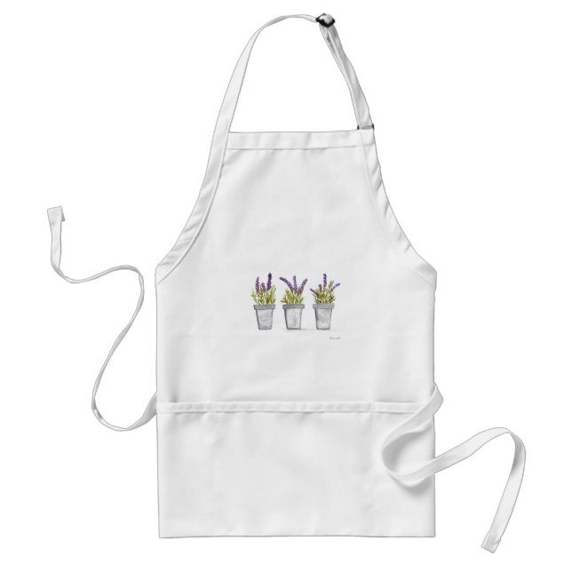 Lavender herb pots adult apron (Front)