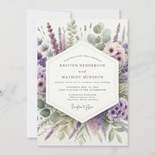 Lavender Herbal Meadow Wedding Invitation (Front)