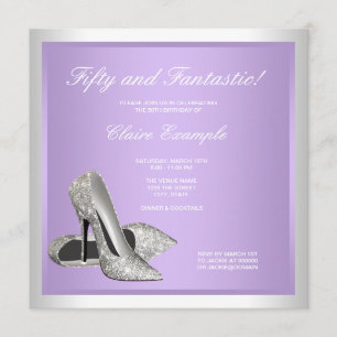 Lavender High Heels Womans 50th Birthday Invitation