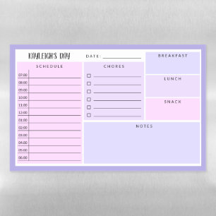 Lavender Homeschooling Schedule Magnetic Dry Erase Sheet