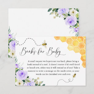Lavender Honey Bee Baby Shower Books For Baby Enclosure Card